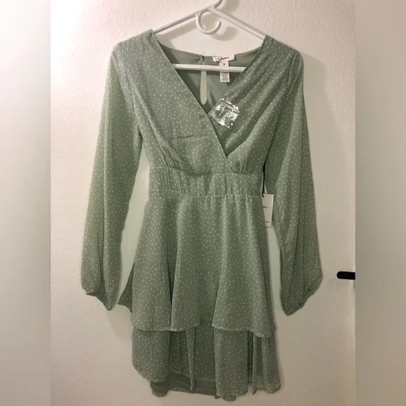 sage green polka dot dress Andrea Polka Dot Midi Dress